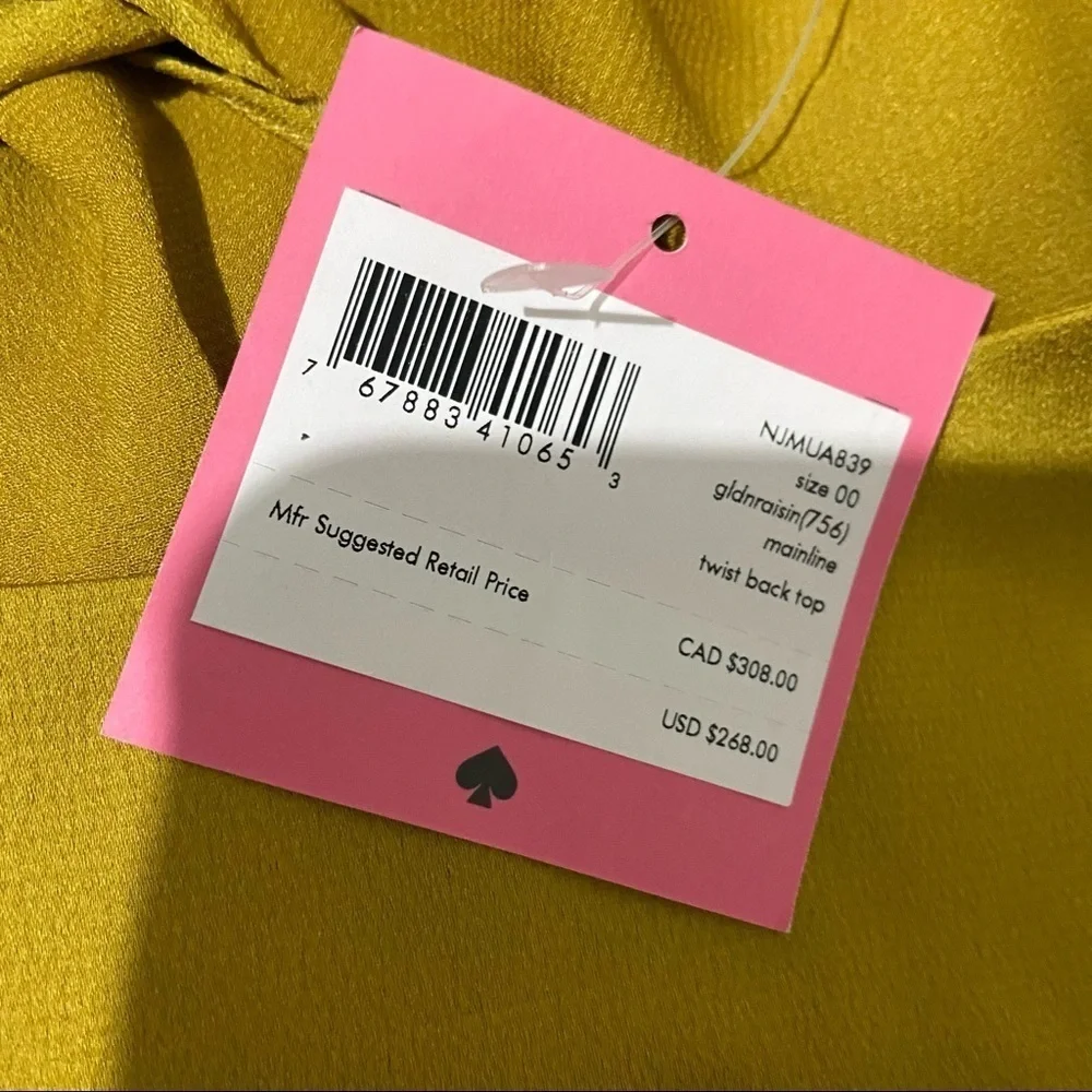 NWT Kate Spade Gold Twist Neck Convertible Top 00